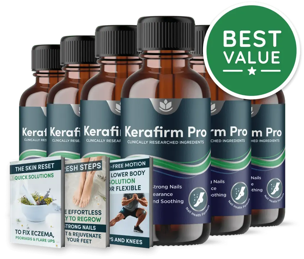 KeraFirm Pro 6 bottle package with three free bonus guides
